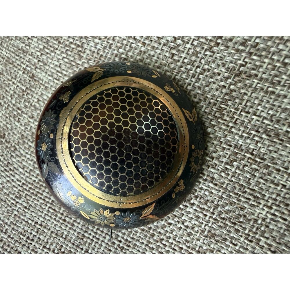 Antique French Mourning Brooch 18kt Gold Pique Early Victorian Era Brown